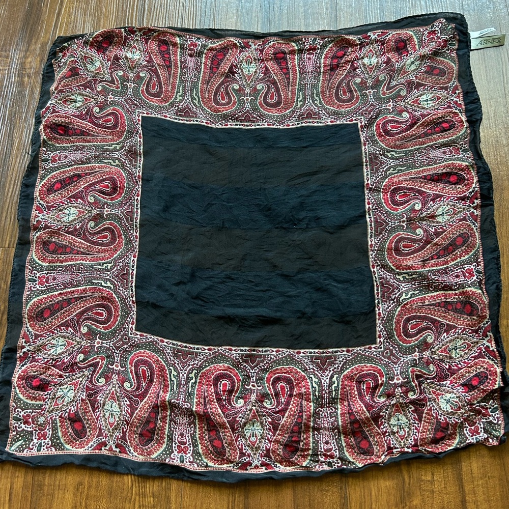 Casual Corner Annex Red and Black Silk Scarf